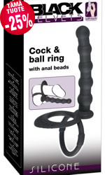 Cock and ball ring with anal beads